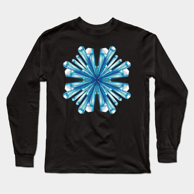 Ice Crystal Mandala Long Sleeve T-Shirt by Vidi Studios